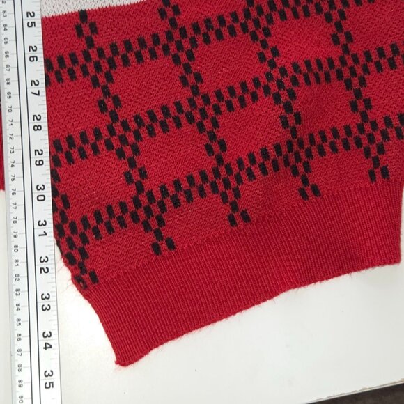 Cato Women's Knit Cardigan Sweater Open Front Mixed Print Red Black Size 26/28W - Picture 9 of 9
